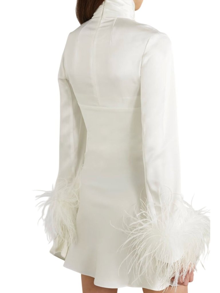 16arlington Odessa Cutout Feather-Trimmed Satin Mini Dress Size 8 Nwt — image 4 of 7